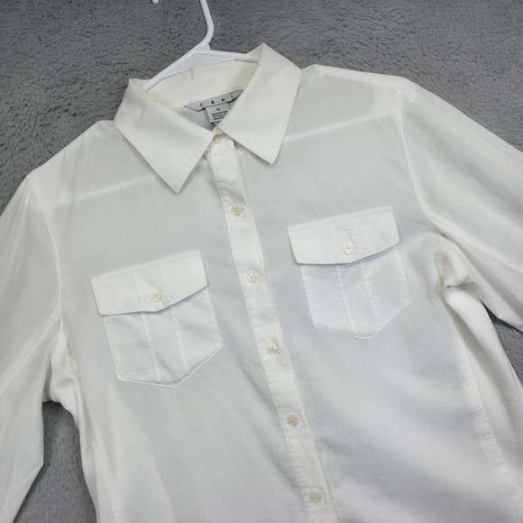 CAbi Blouse Womens M White Button Up Collared Utility Timeless Preppy Work Shirt - Picture 1 of 13